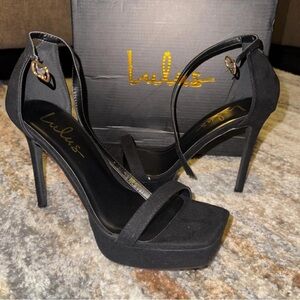 Lulu's Black Ankle Strap Heels